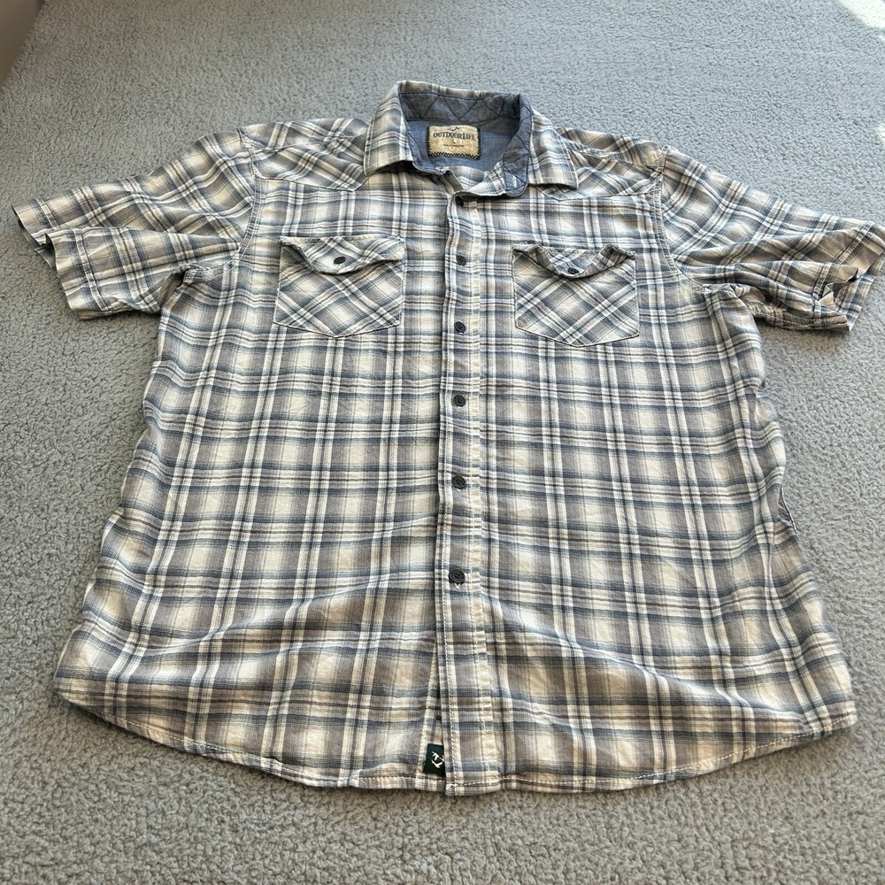 Outdoor Life  Shirt Mens‎ Large Mulitcolor Plaid Short Sleeve Button